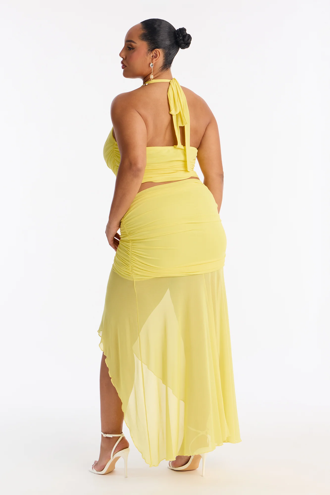 Harlow Mesh Maxi Skirt Set - Yellow - Image 8