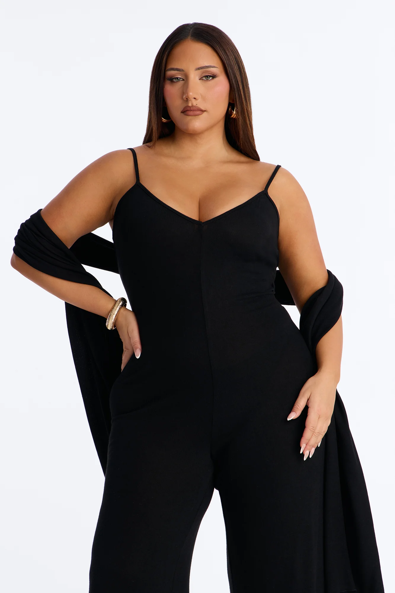 Harlowe 2 Piece Knit Wrap Jumpsuit Set - Black - Image 6