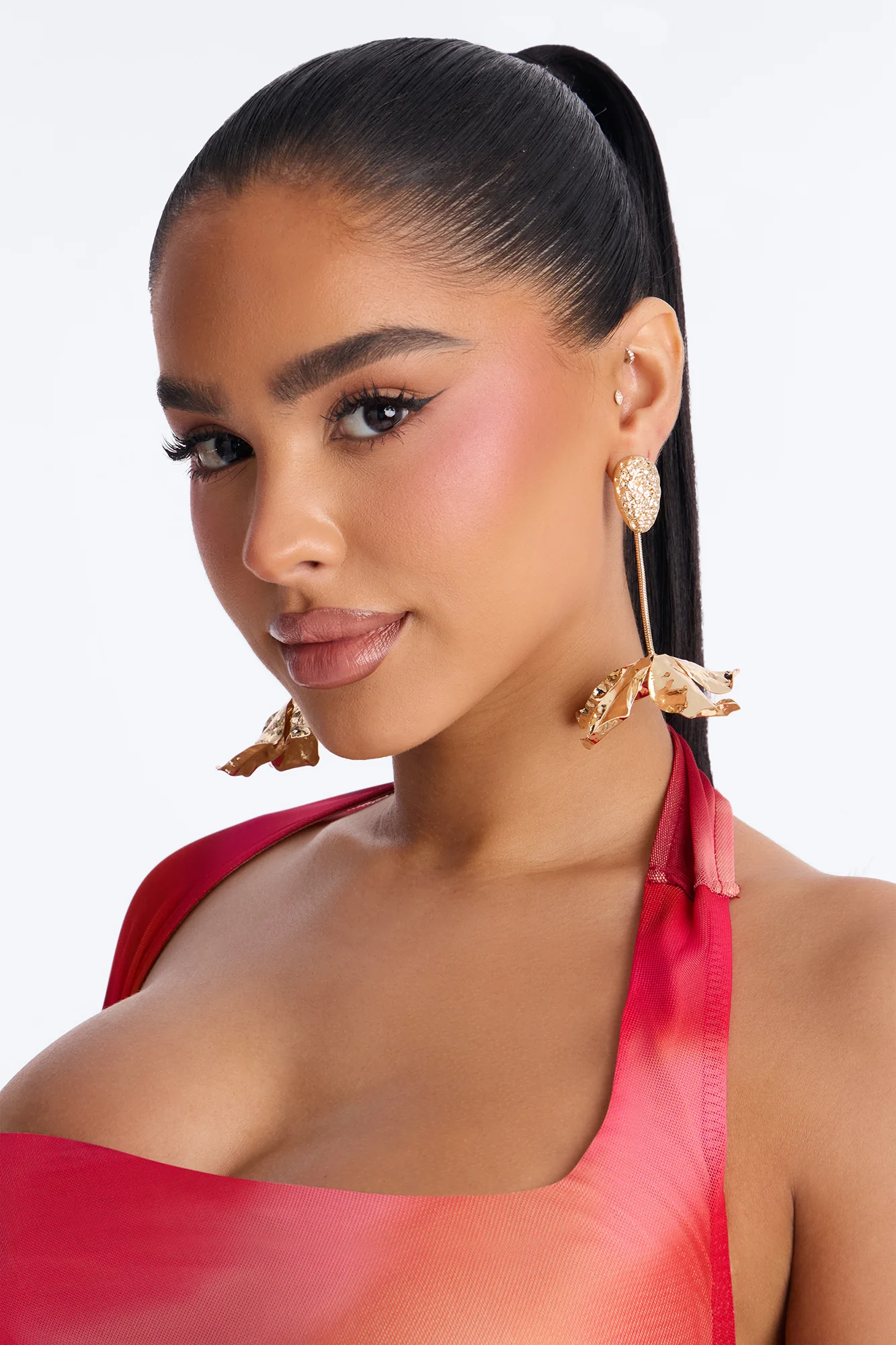 Have It All Floral Drop Earrings - Gold - Image 2