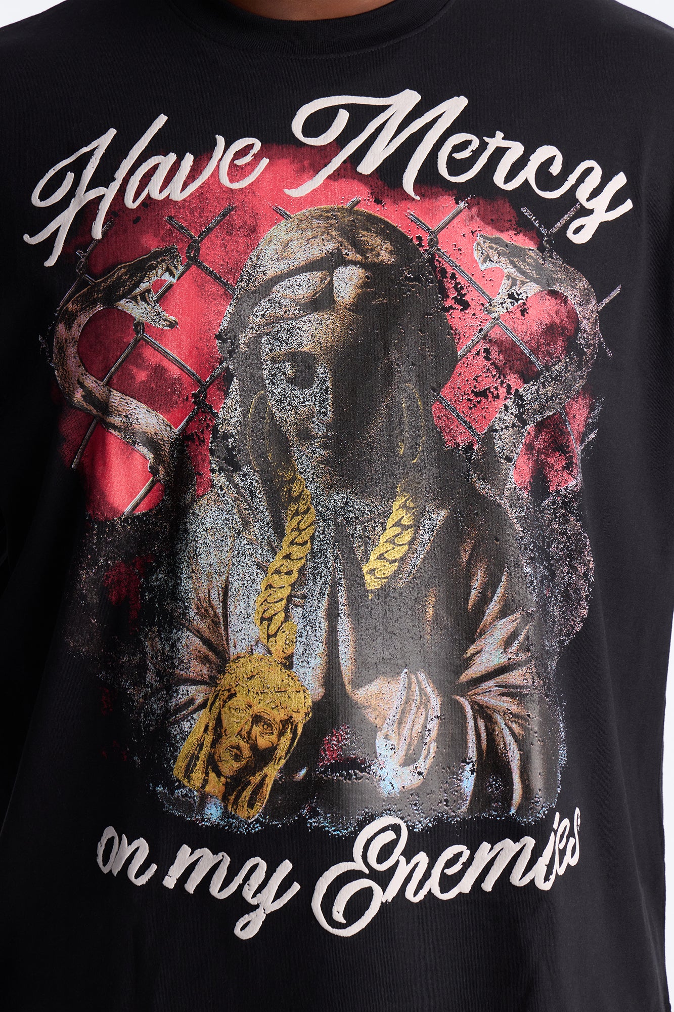 Have Mercy Glitter Print Short Sleeve Tee - Black - Image 6