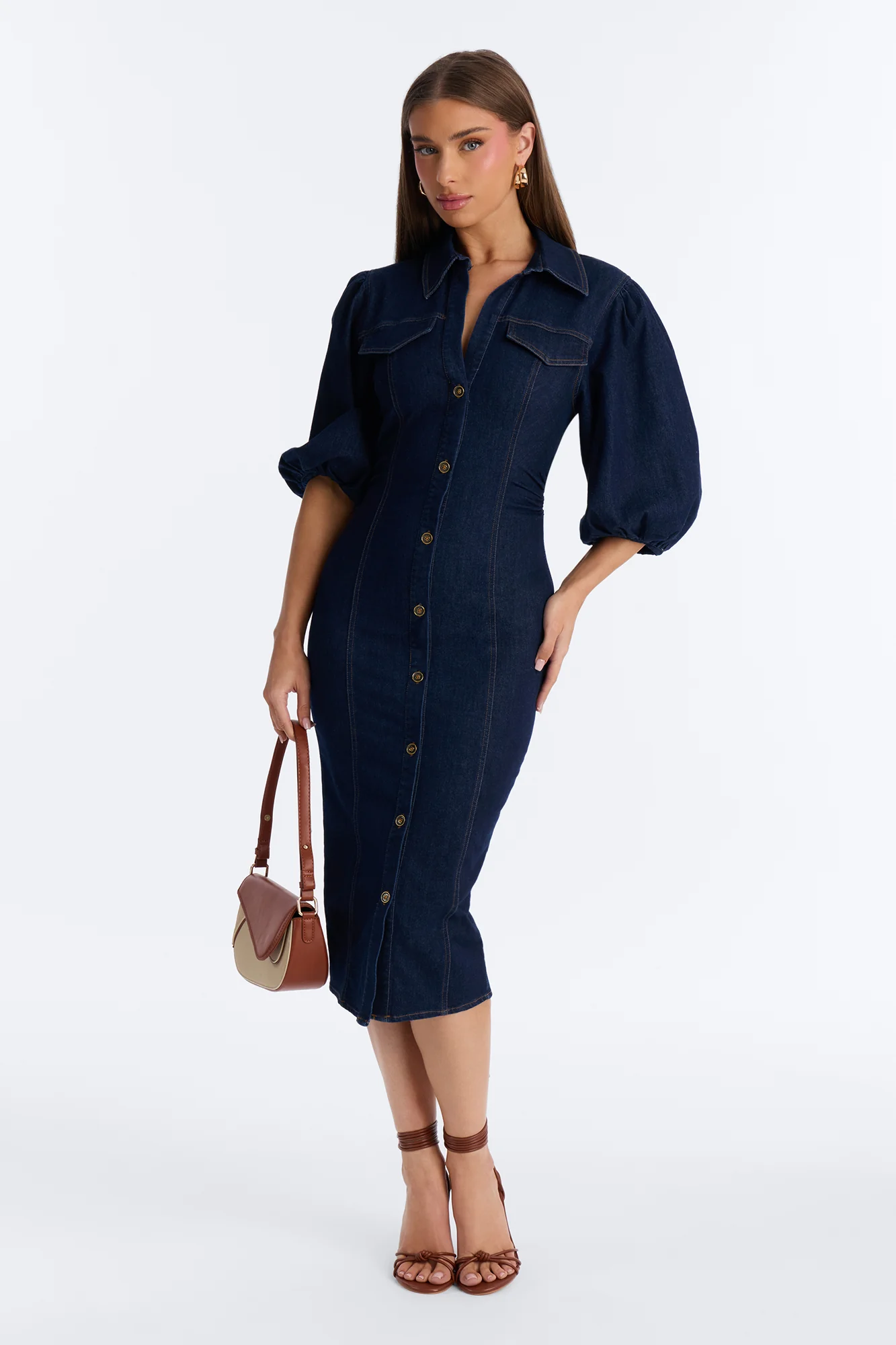 Haven Denim Midi Dress - Dark Wash
