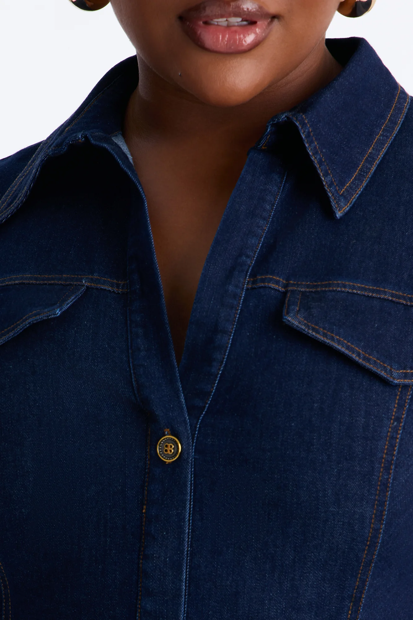 Haven Denim Midi Dress - Dark Wash - Image 8