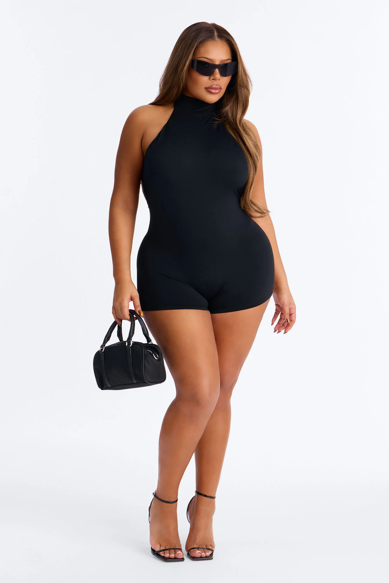 Haven Double Lined Backless Micro Romper - Black - Image 5
