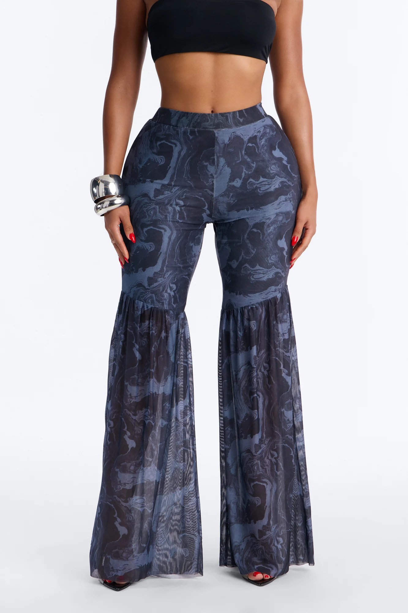 Haven High Rise Mesh Flare Pant - Black/combo - Image 2