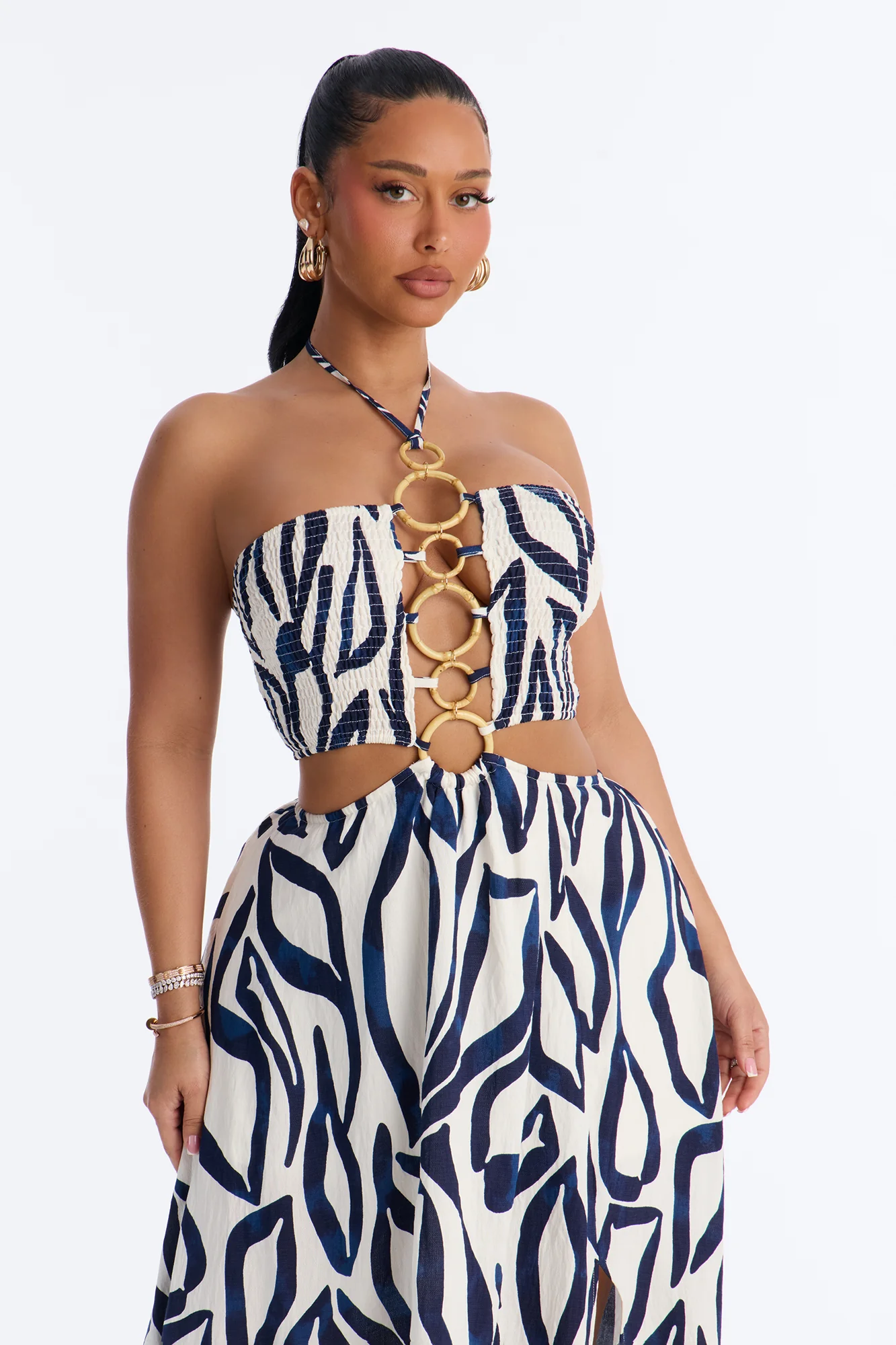Hawaiian Islands Linen Maxi Dress - Navy - Image 2
