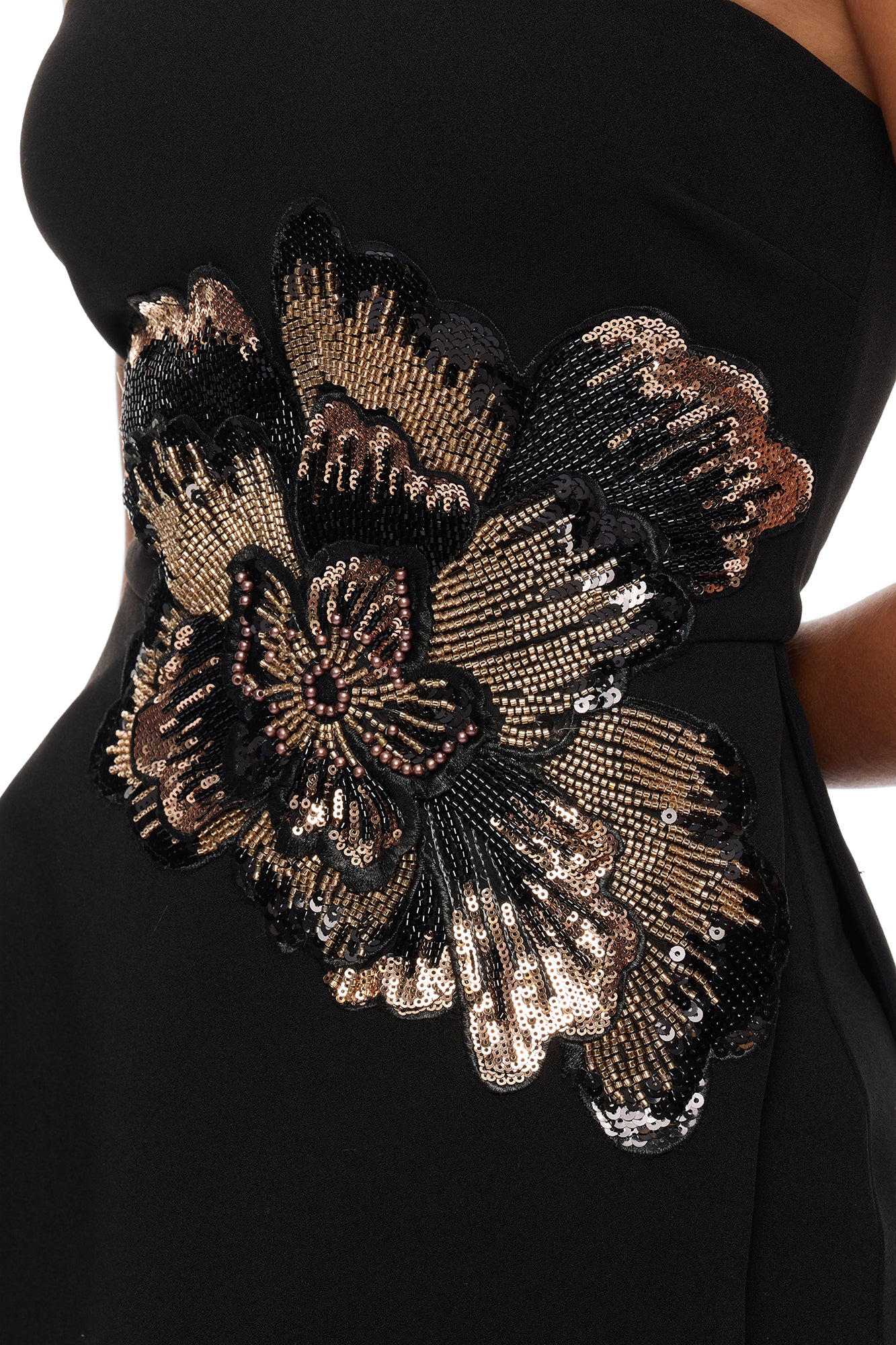 Haylee Embellished Peplum Maxi Dress - Black/Gold - Image 3