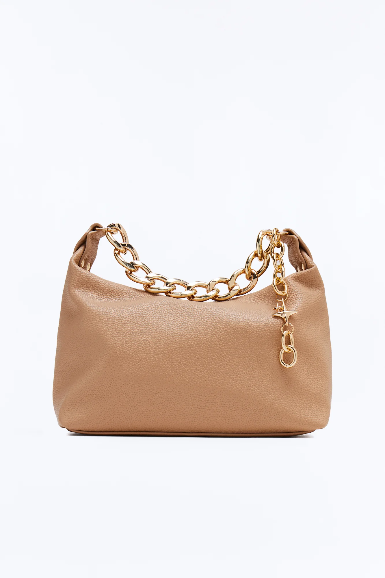 Hazel Faux Leather Shoulder Handbag - Taupe - Image 3