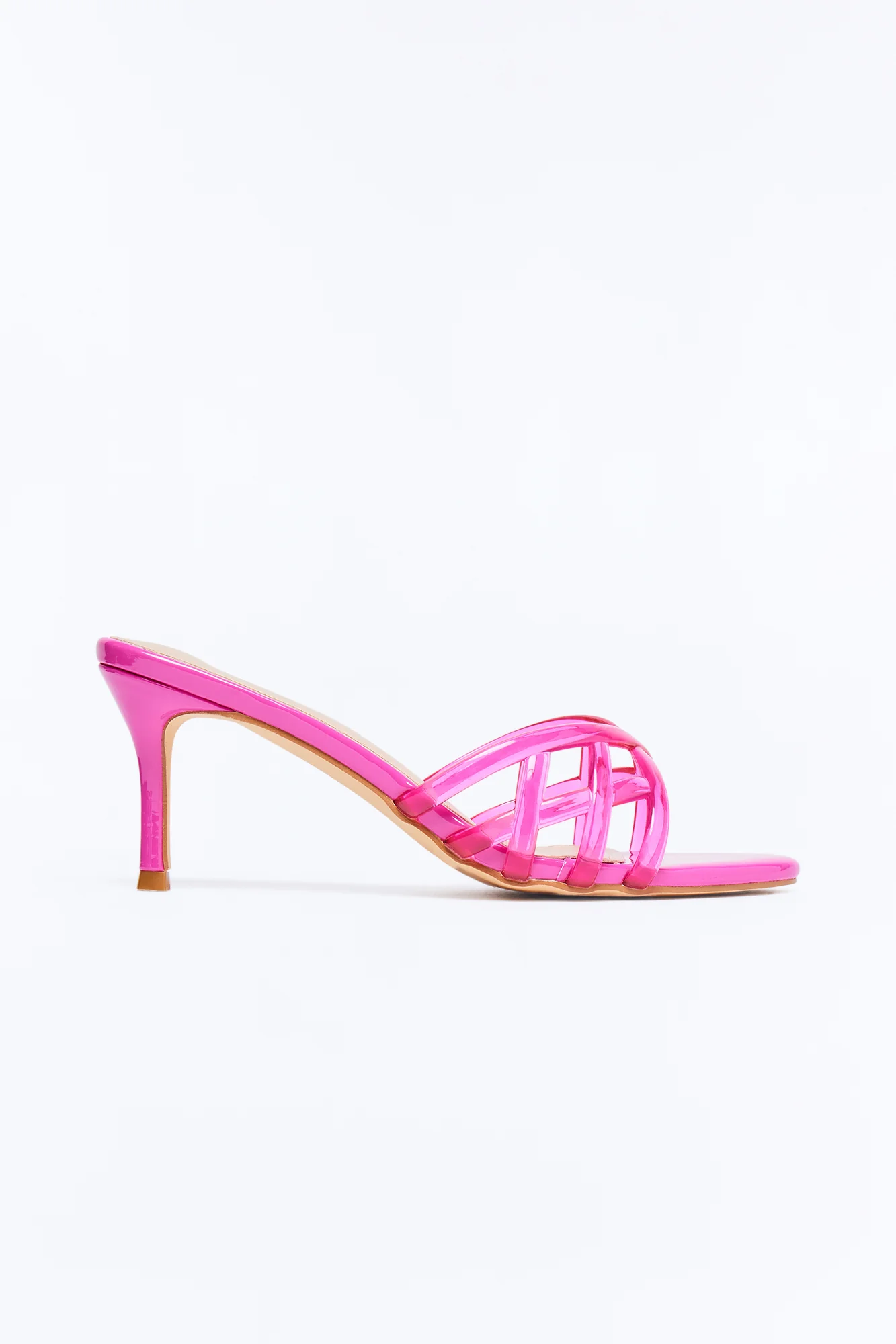 Hazel Jelly Kitten Heel Mules - Hot Pink