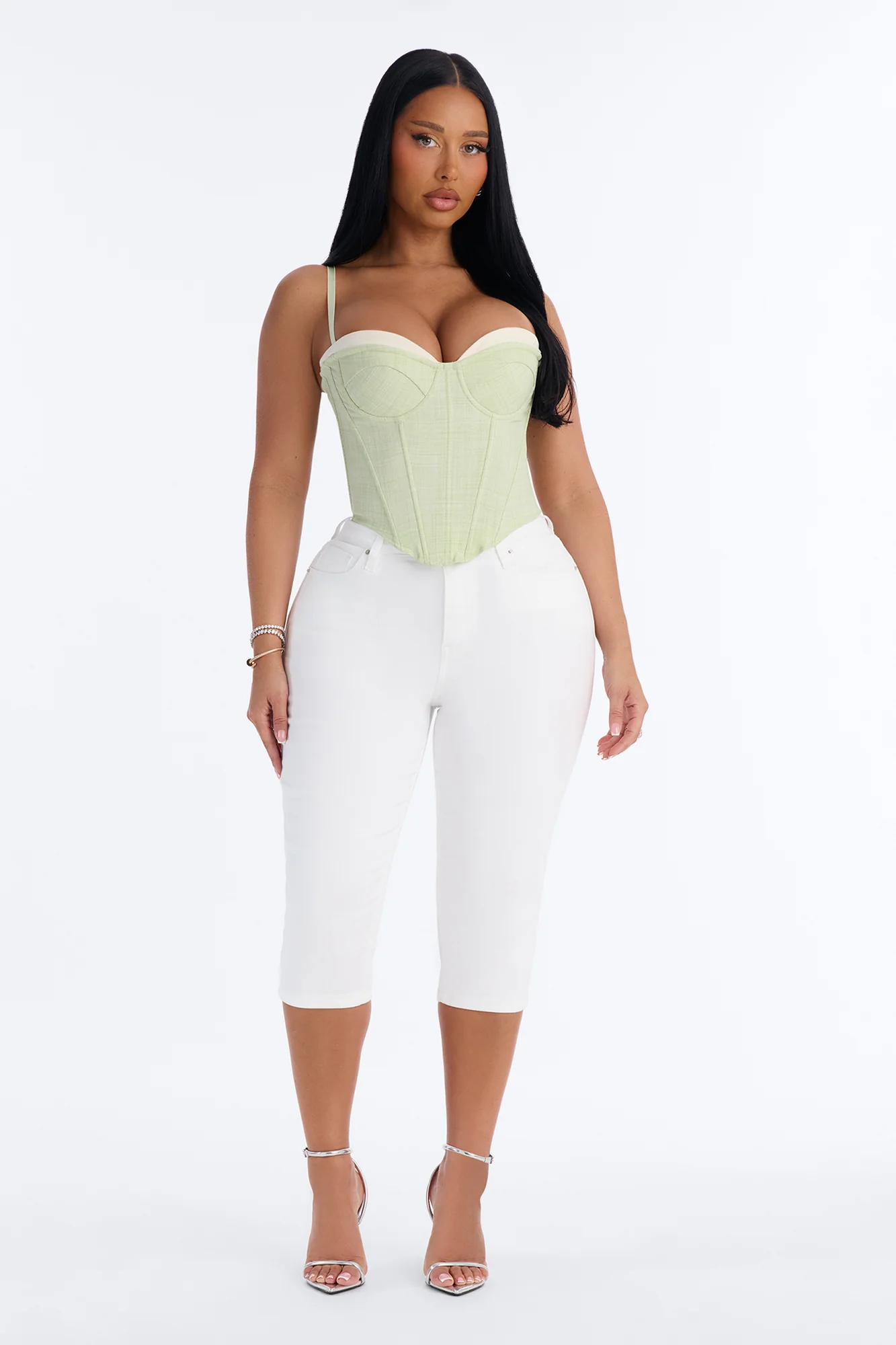 Heat Check Pinstripe Corset - Sage/combo - Image 2