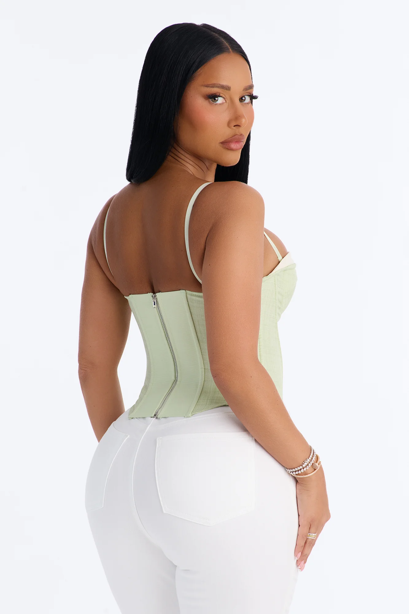 Heat Check Pinstripe Corset - Sage/combo - Image 4