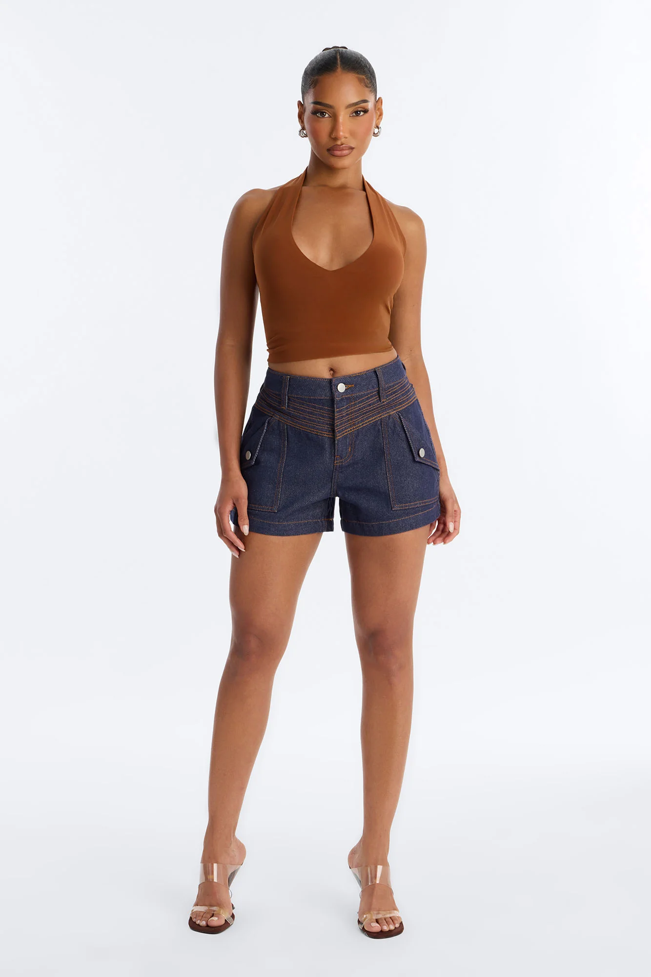 Heatwave Honey High Rise Denim Shorts - Dark Denim - Image 2
