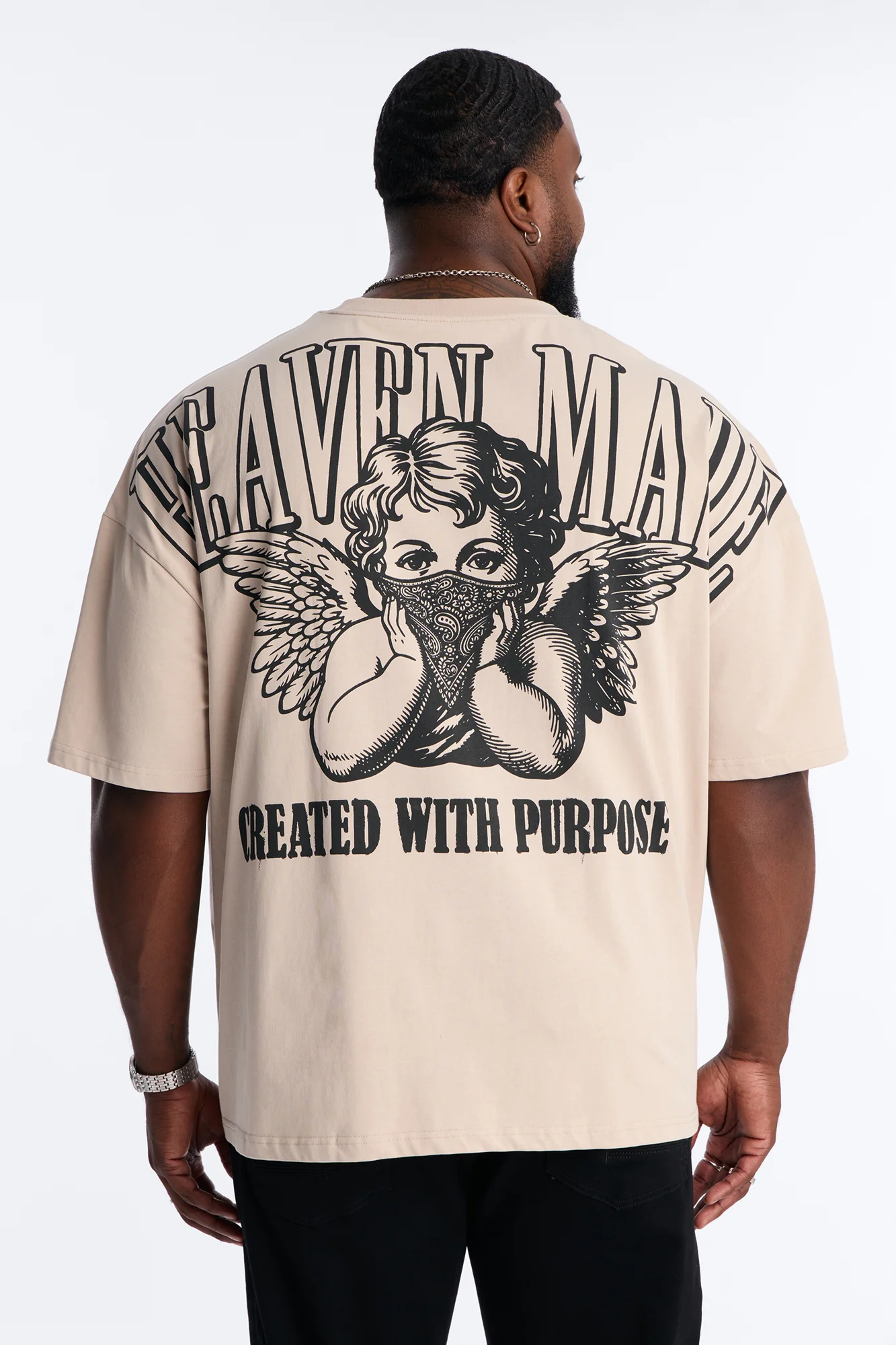 Heaven Made Heavy Weight Oversized Short Sleeve Tee - Taupe - Image 5