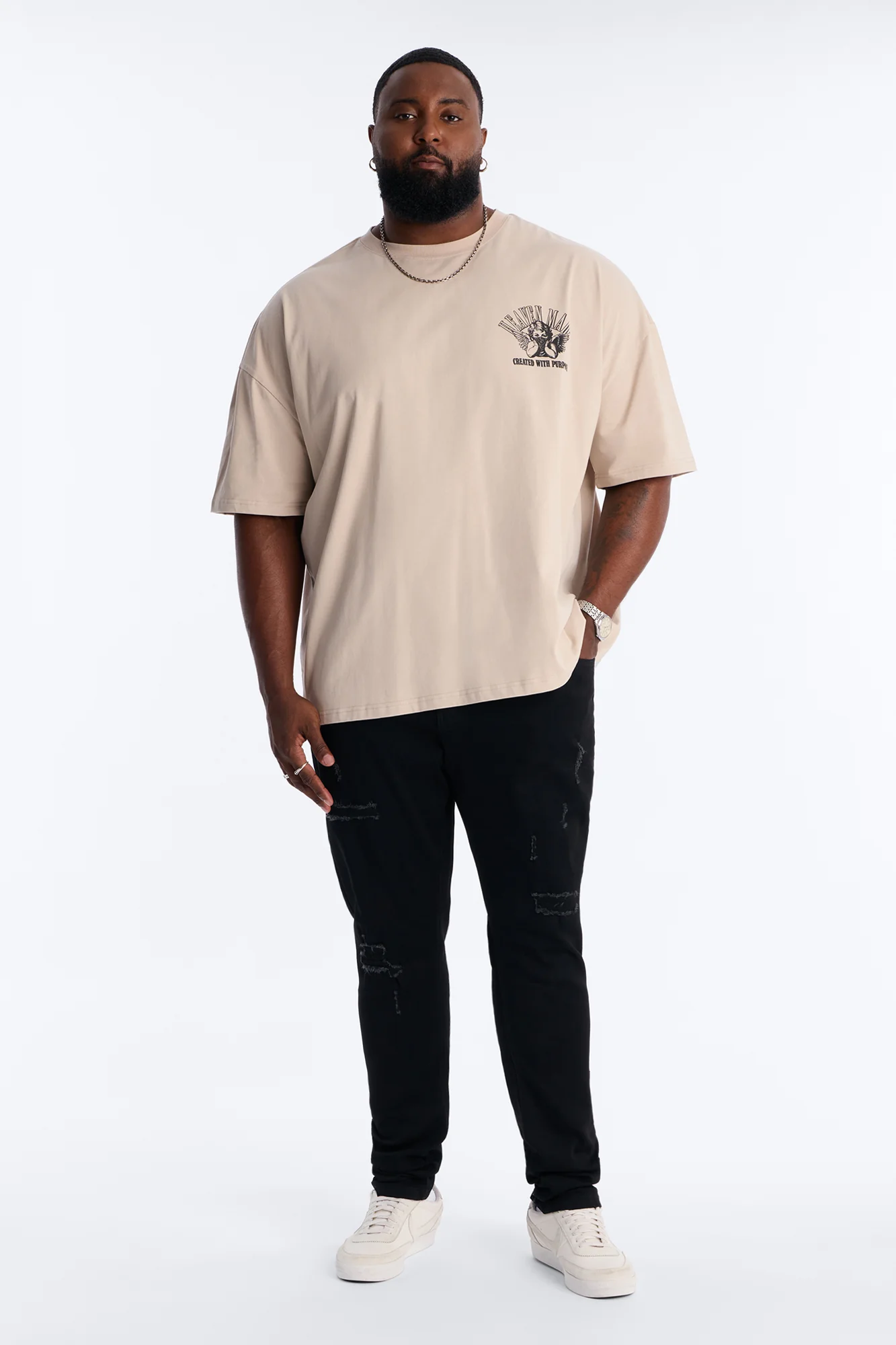 Heaven Made Heavy Weight Oversized Short Sleeve Tee - Taupe - Image 6