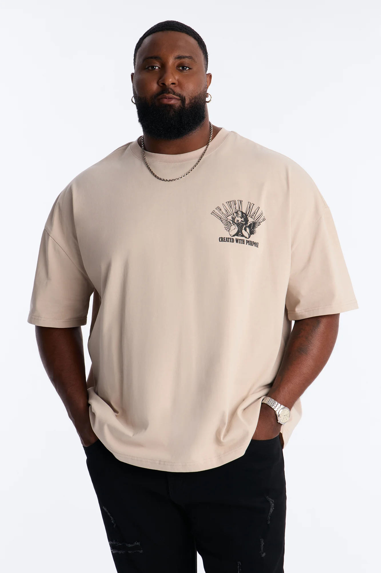 Heaven Made Heavy Weight Oversized Short Sleeve Tee - Taupe - Image 8
