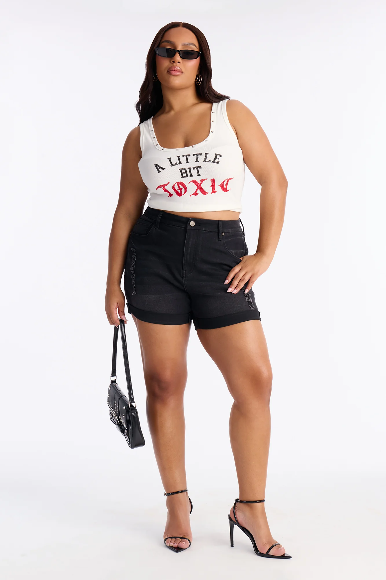 Heaven Sent Cuffed Denim Mom Shorts - Black Wash - Image 5