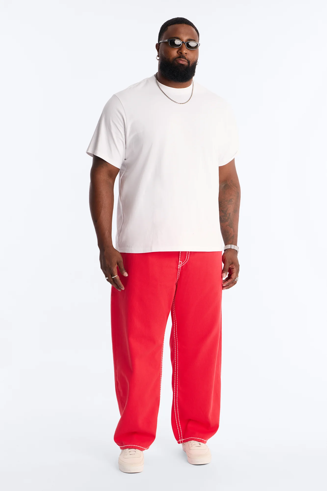 Heavy Stitch Barrel Jean - Red - Image 6