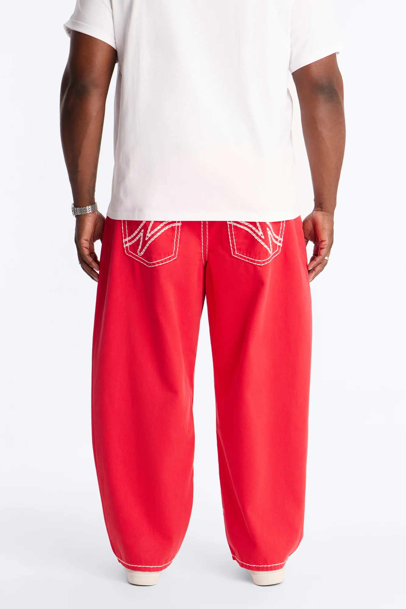 Heavy Stitch Barrel Jean - Red - Image 8