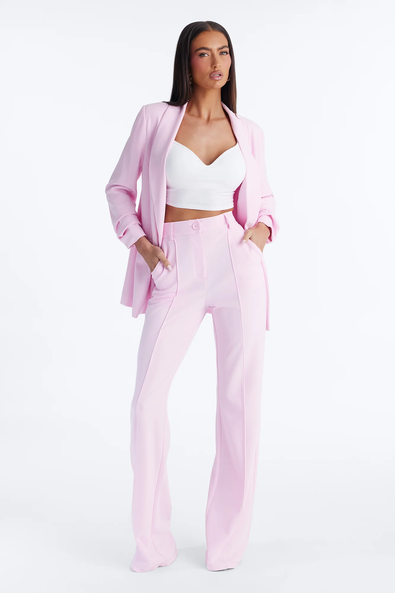 Heidi Wide Leg Trouser Pant - Light Pink