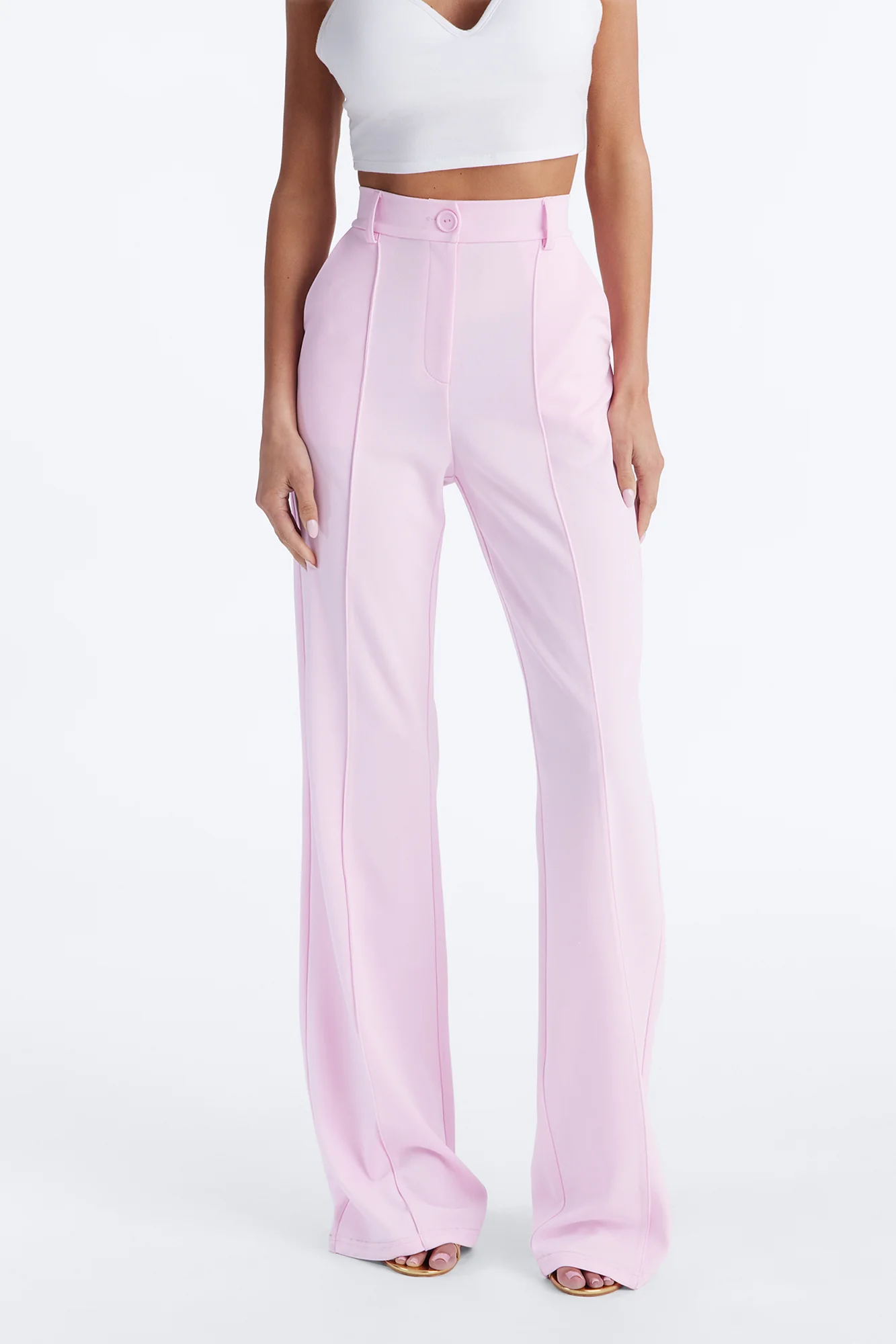Heidi Wide Leg Trouser Pant - Light Pink - Image 2
