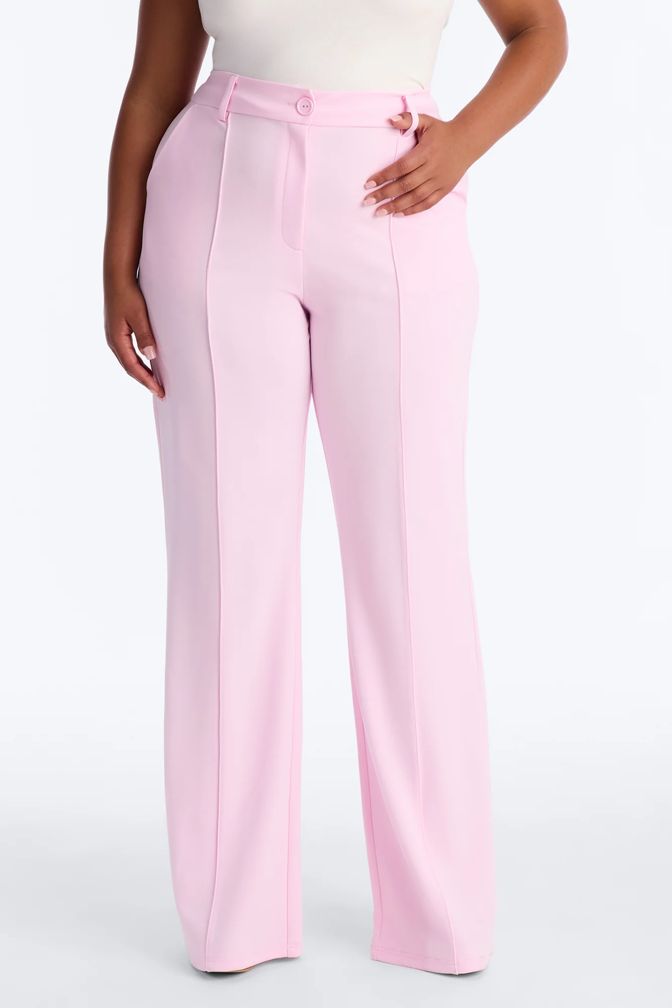 Heidi Wide Leg Trouser Pant - Light Pink - Image 5