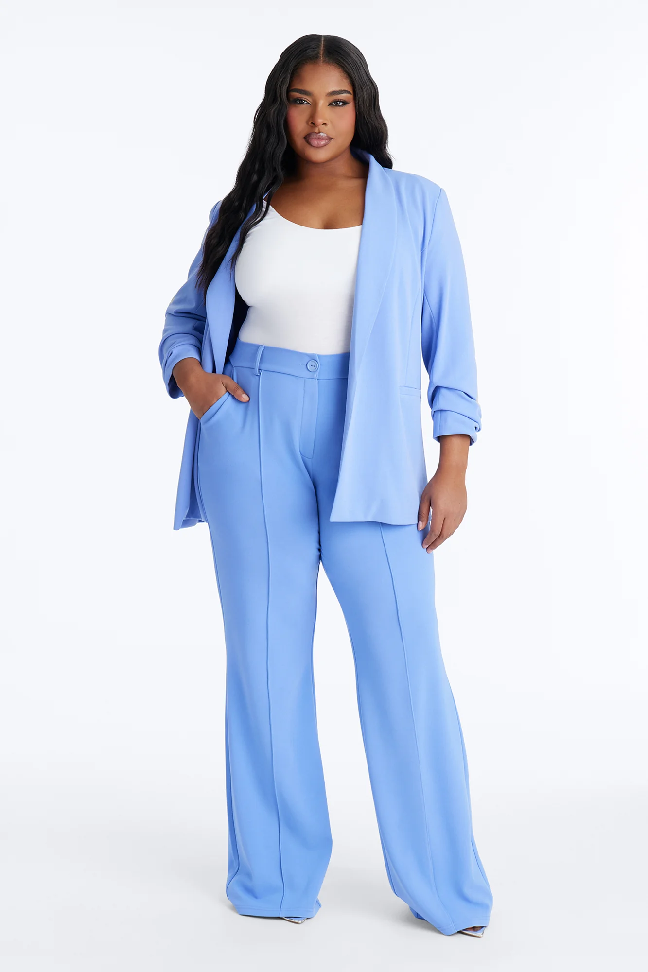 Heidi Wide Leg Trouser Pant - Periwinkle - Image 5