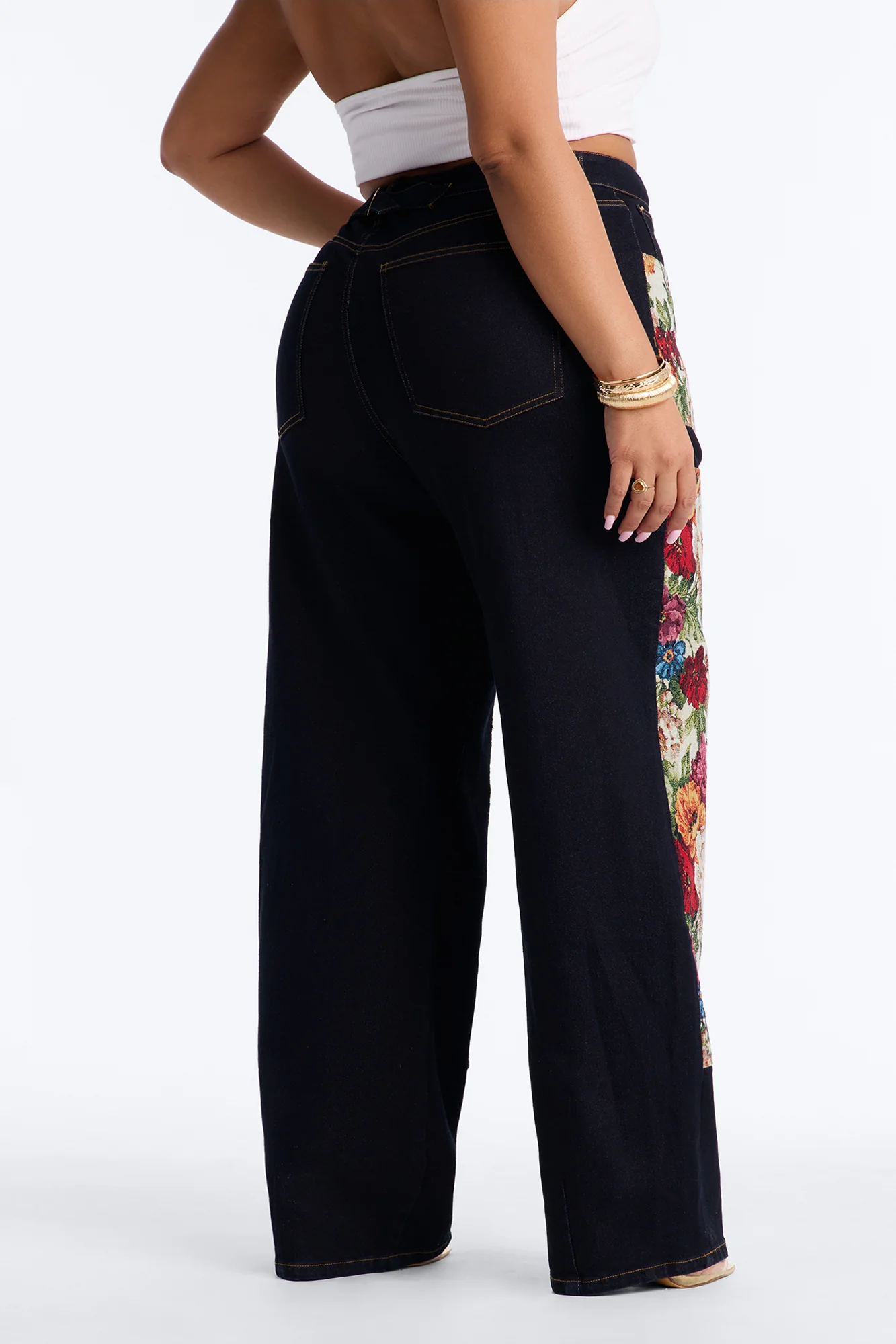 Heirloom Bloom Tapestry Utility Straight Leg Jeans - Dark Denim - Image 8