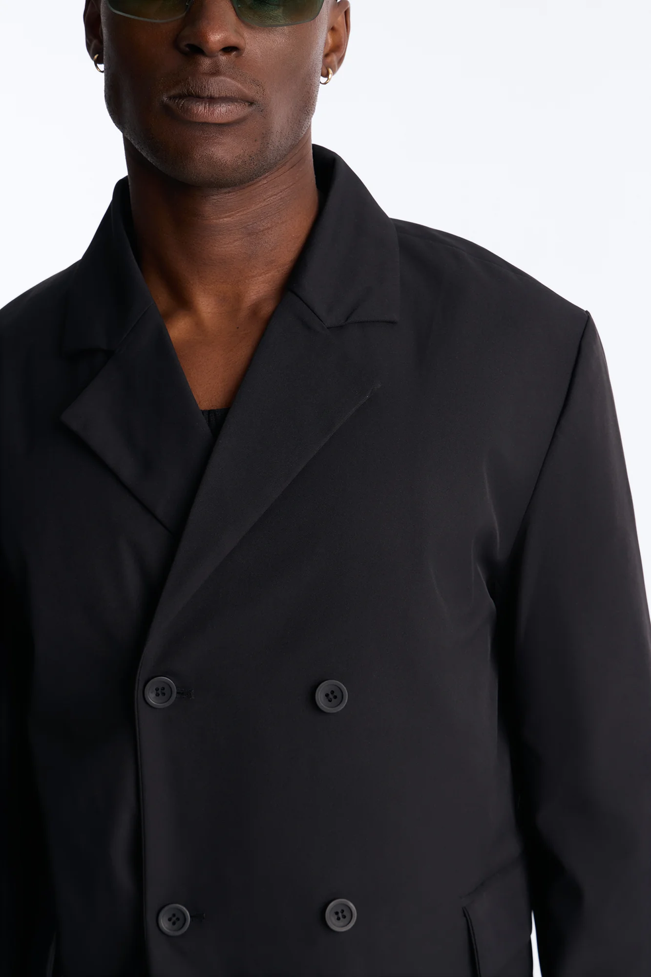 Heirloom Cropped Double Breasted Blazer - Black - Image 3