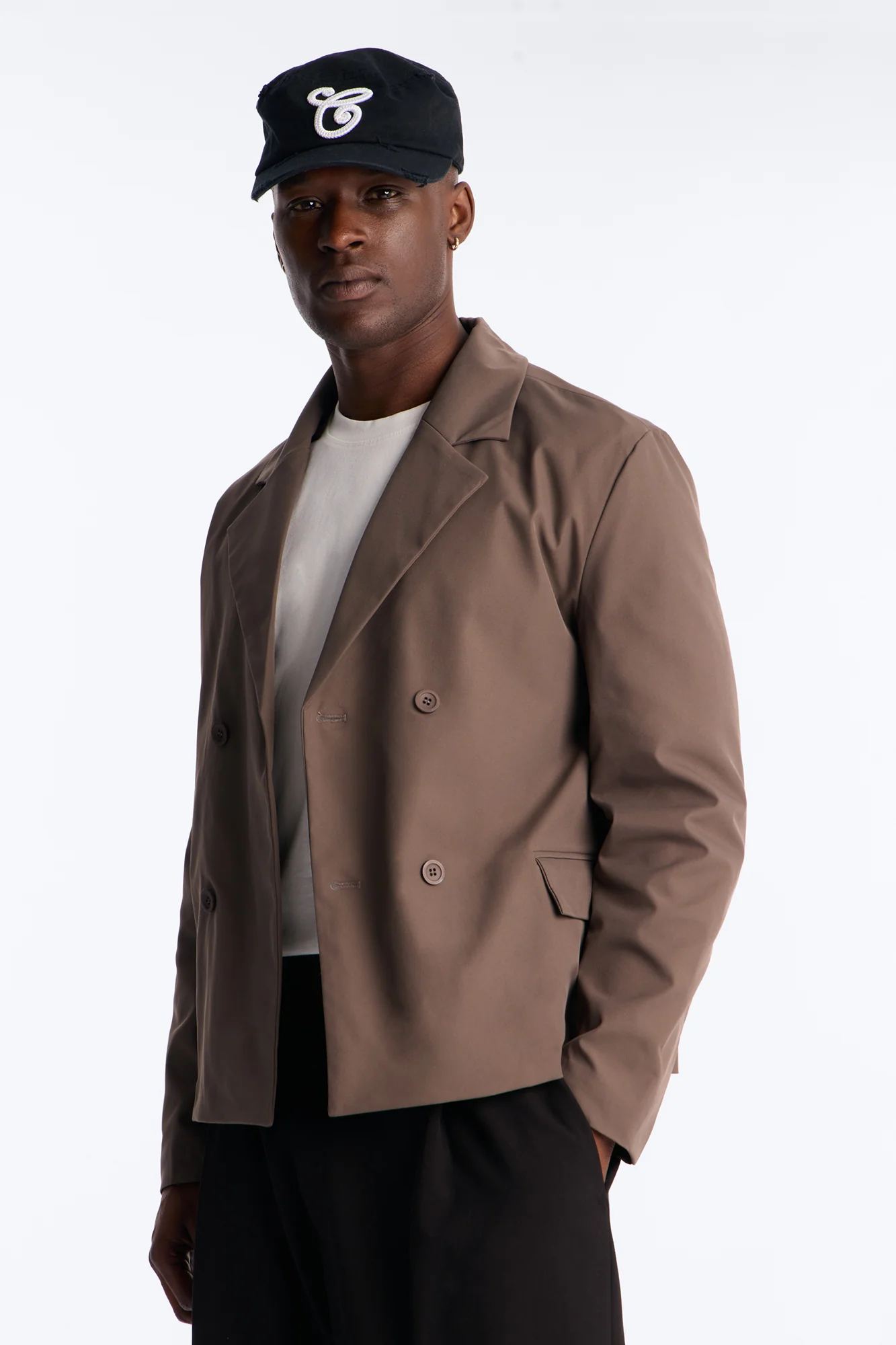 Heirloom Cropped Double Breasted Blazer - Grey - Image 3