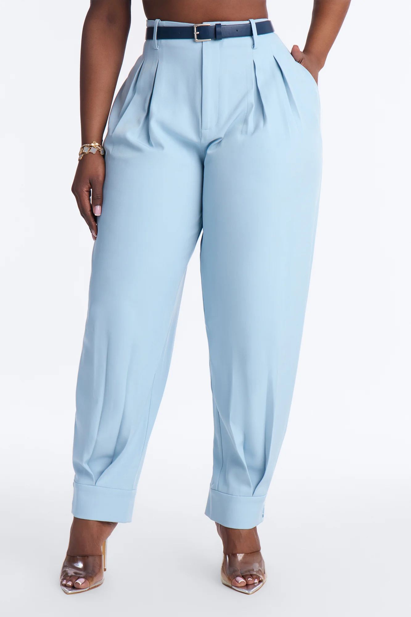 Helena Belted Trouser Pant - Blue - Image 7