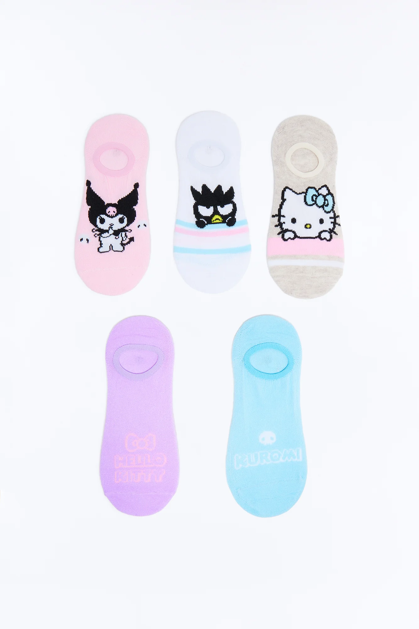 Hello Kitty And Friends 5 Pack No Show Socks - Grey/combo