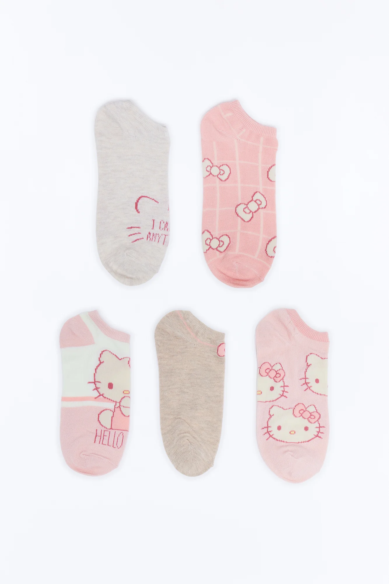 Hello Kitty Blushing 5 Pack No Show Socks - Pink