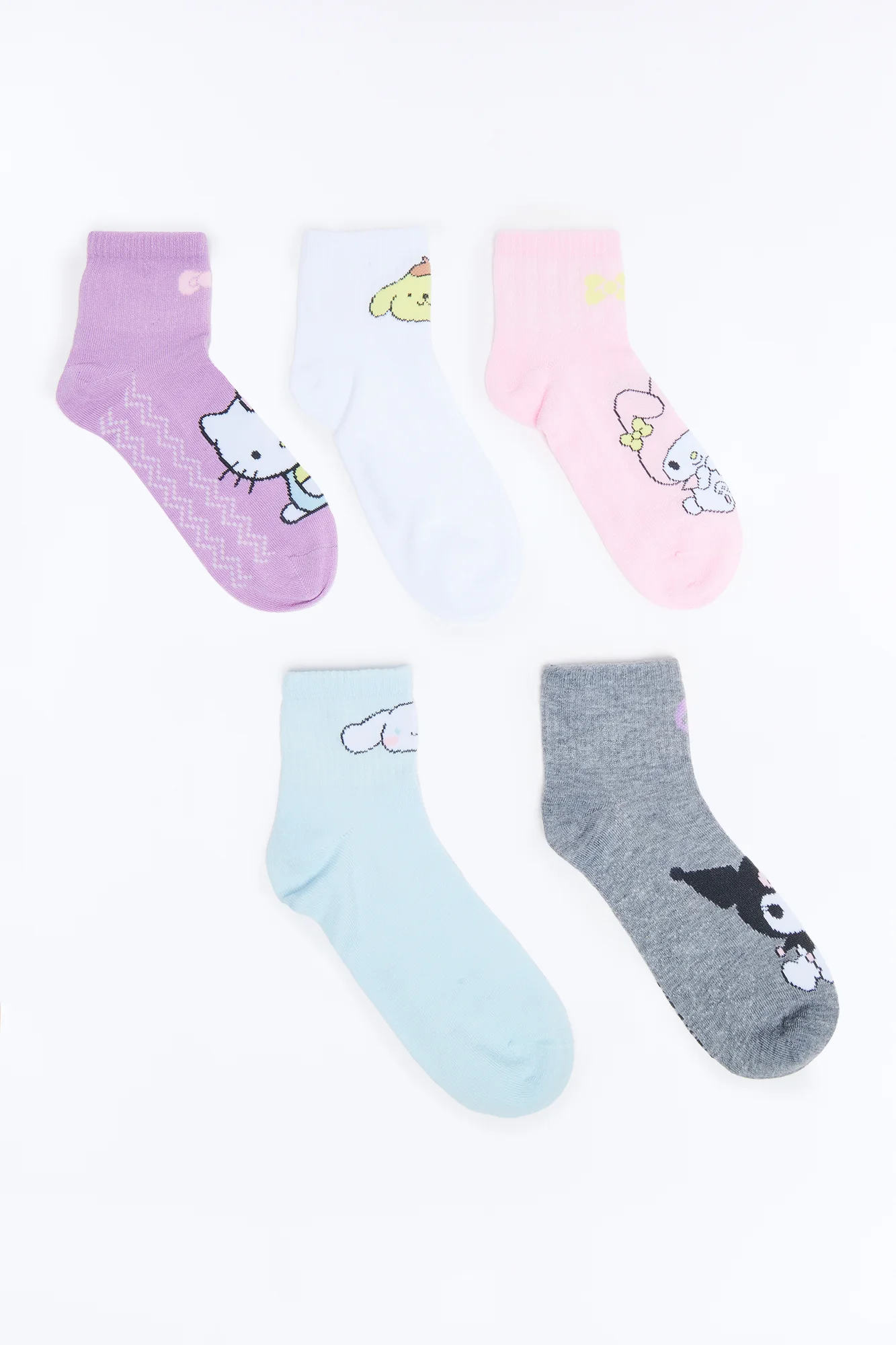 Hello Kitty Team 5 Pack Ankle Socks - Purple/combo