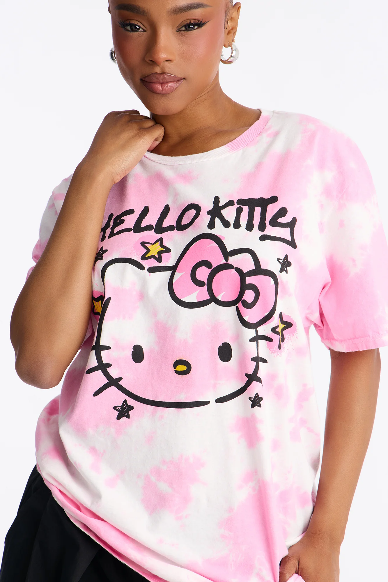 Hello Kitty Washed Oversized Crew Neck Tshirt - Pink/combo - Image 3