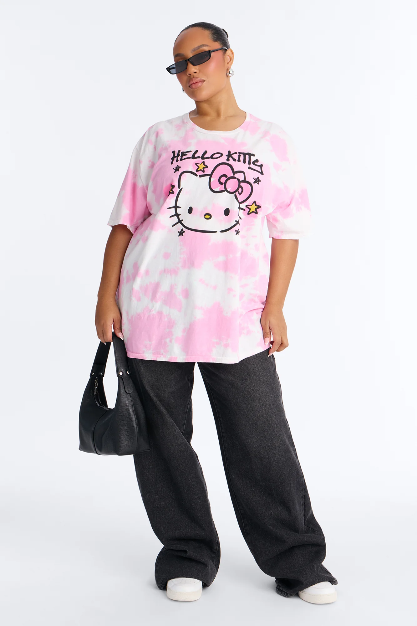 Hello Kitty Washed Oversized Crew Neck Tshirt - Pink/combo - Image 6