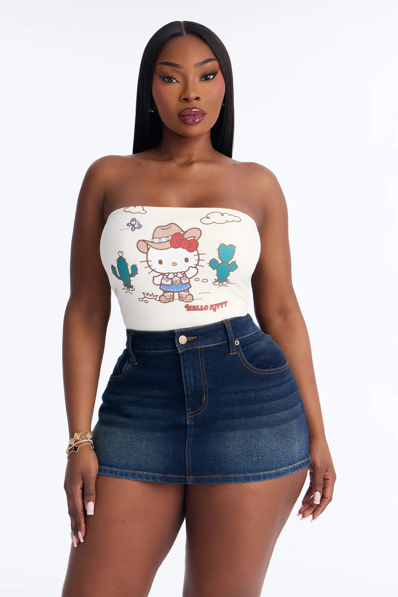 Hello Kitty Western Tube Top - Cream