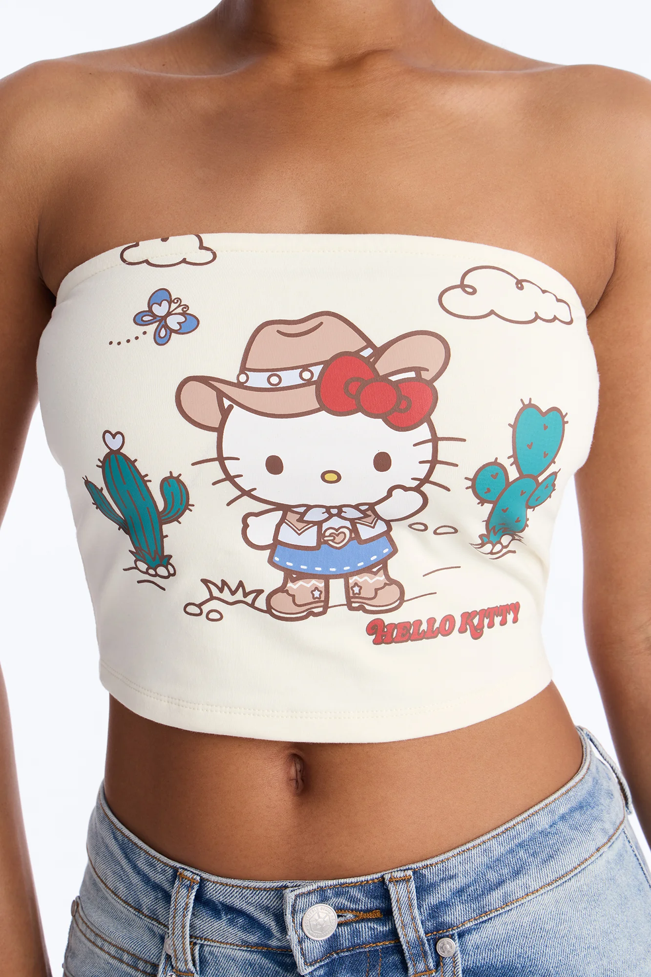 Hello Kitty Western Tube Top - Cream - Image 4