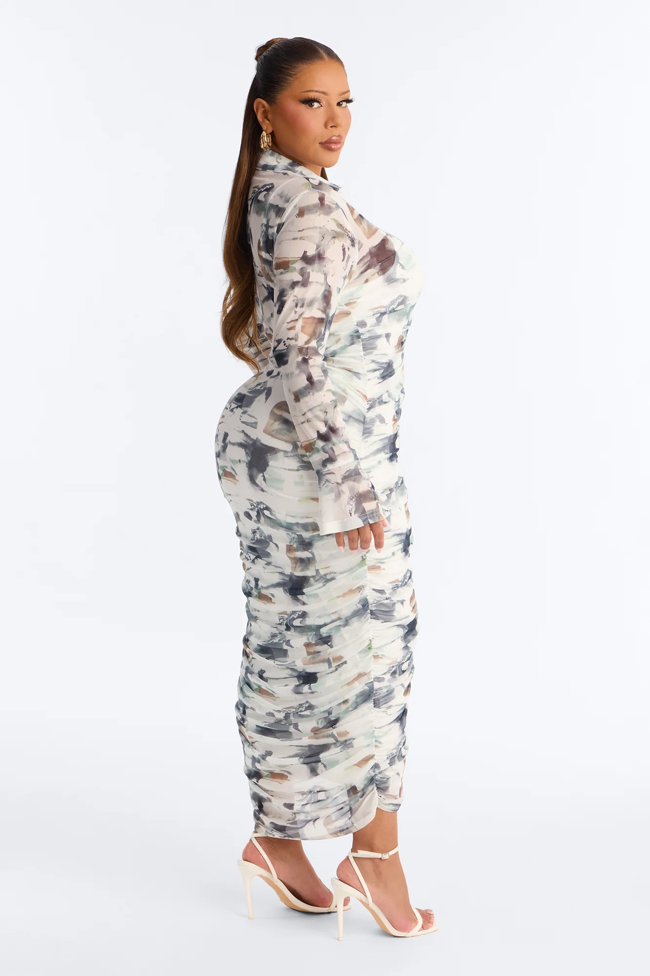 Hensley Tie Dye Mesh Midi Dress - Green/combo - Image 7
