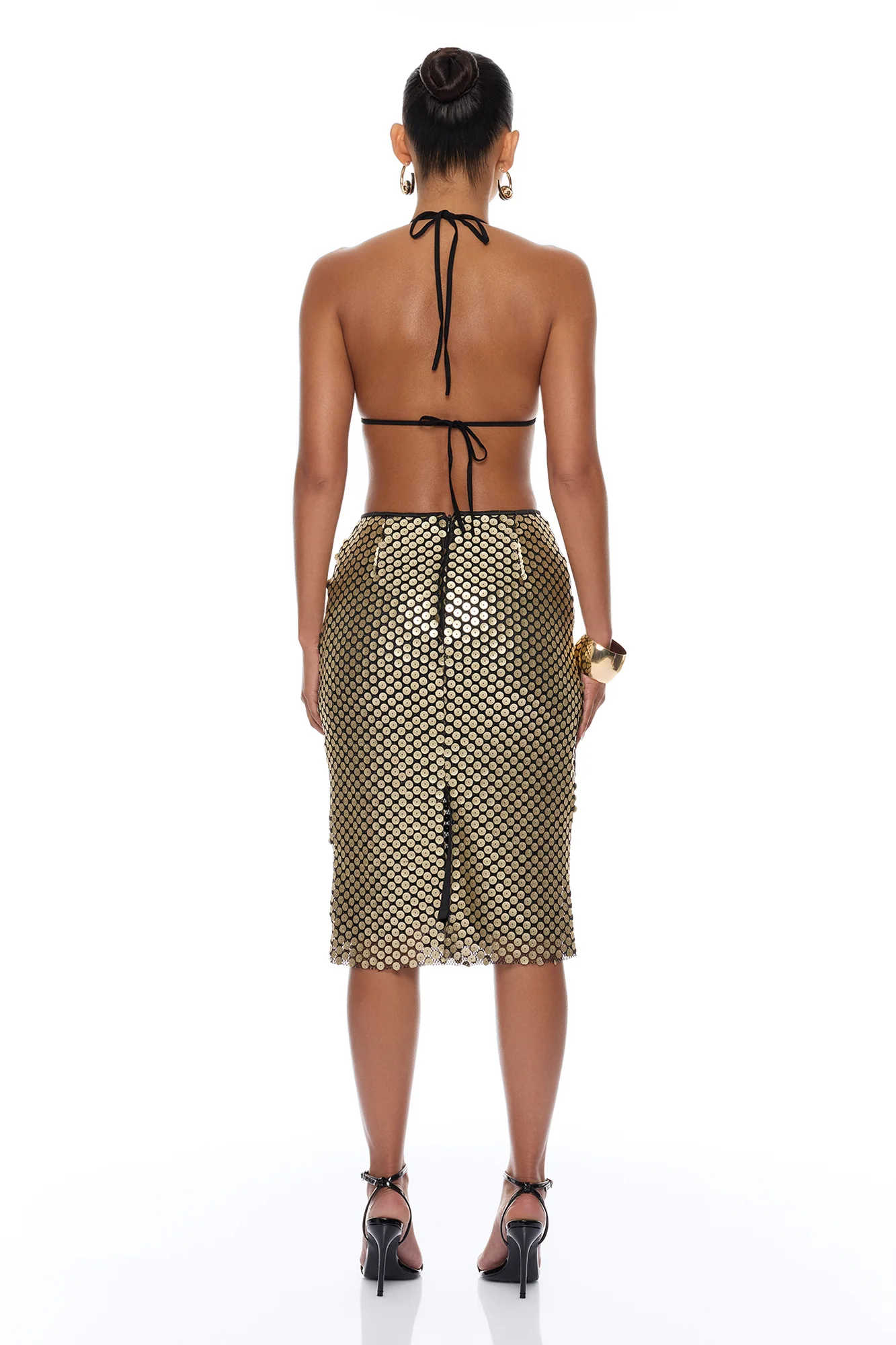 Here For A Good Time Sequin Bikini 3 Piece Set - Gold - Image 6