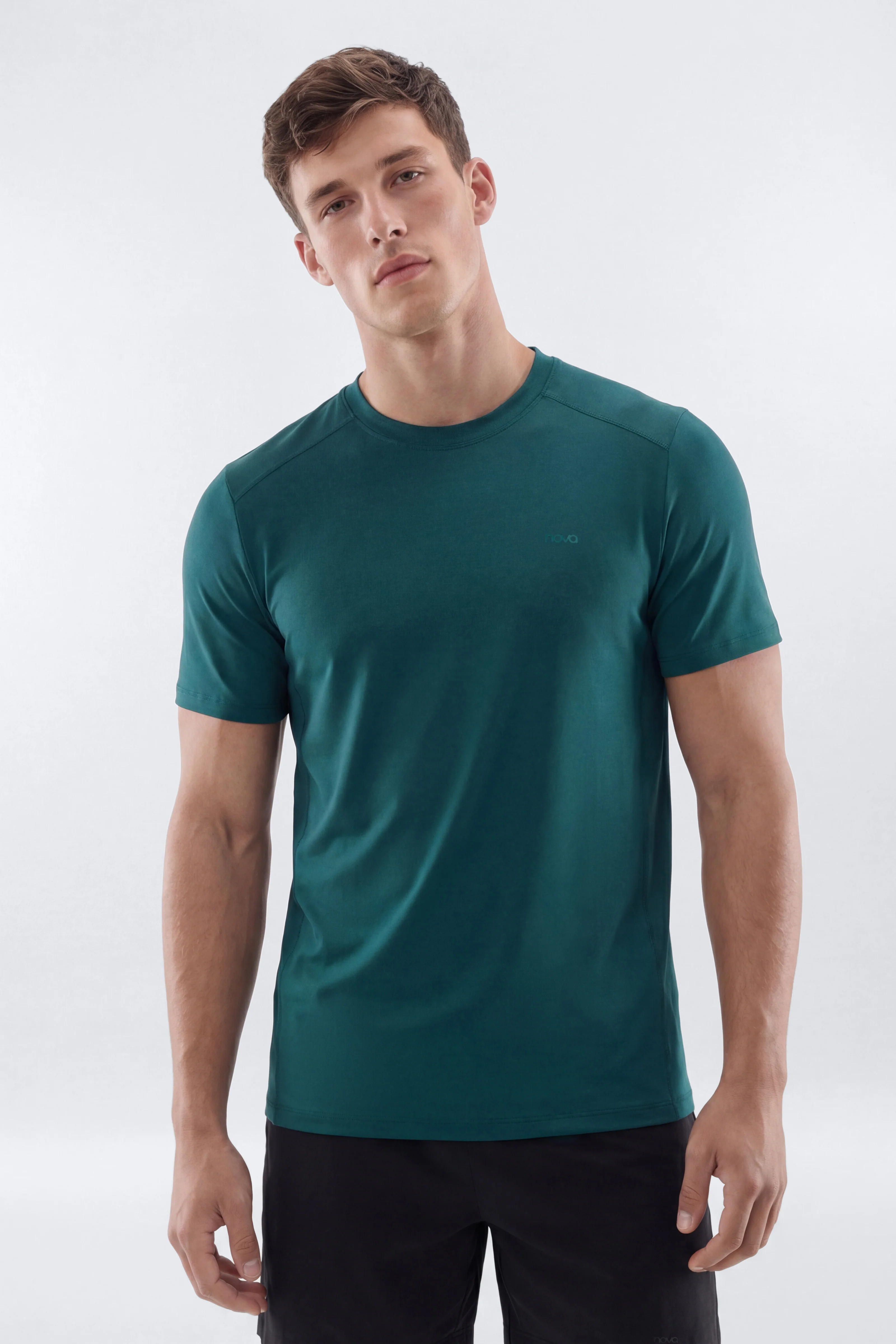 HexTech™ Crew Neck Active Top - Hunter Green - Image 2