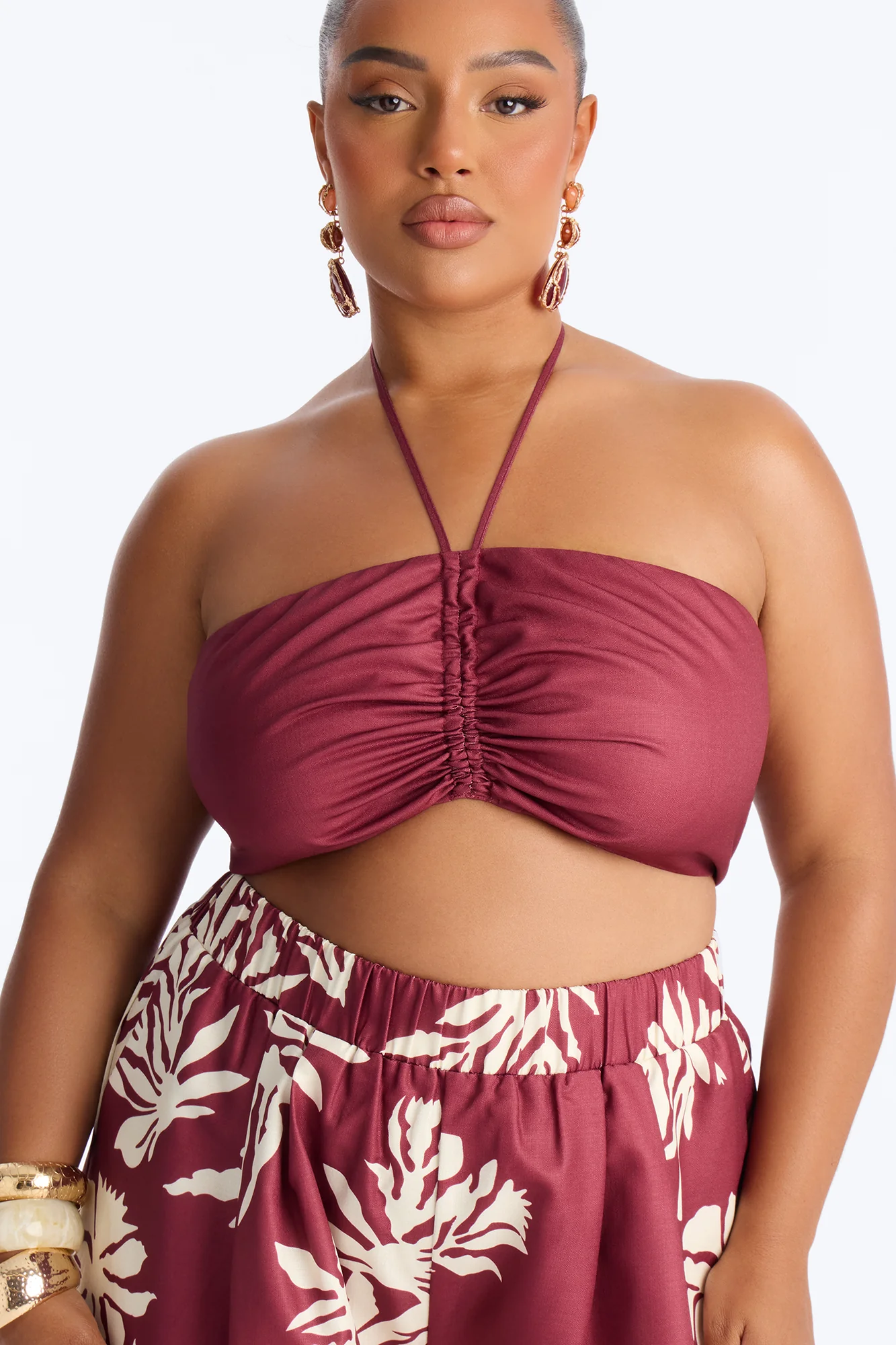 Hibiscus Moon Pant Set - Burgundy - Image 7
