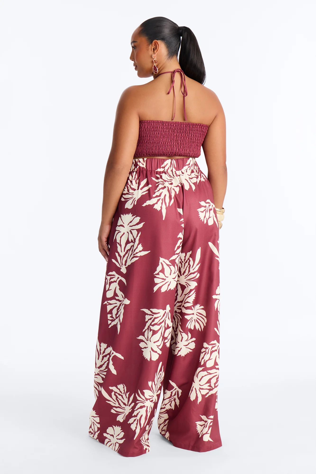 Hibiscus Moon Pant Set - Burgundy - Image 8