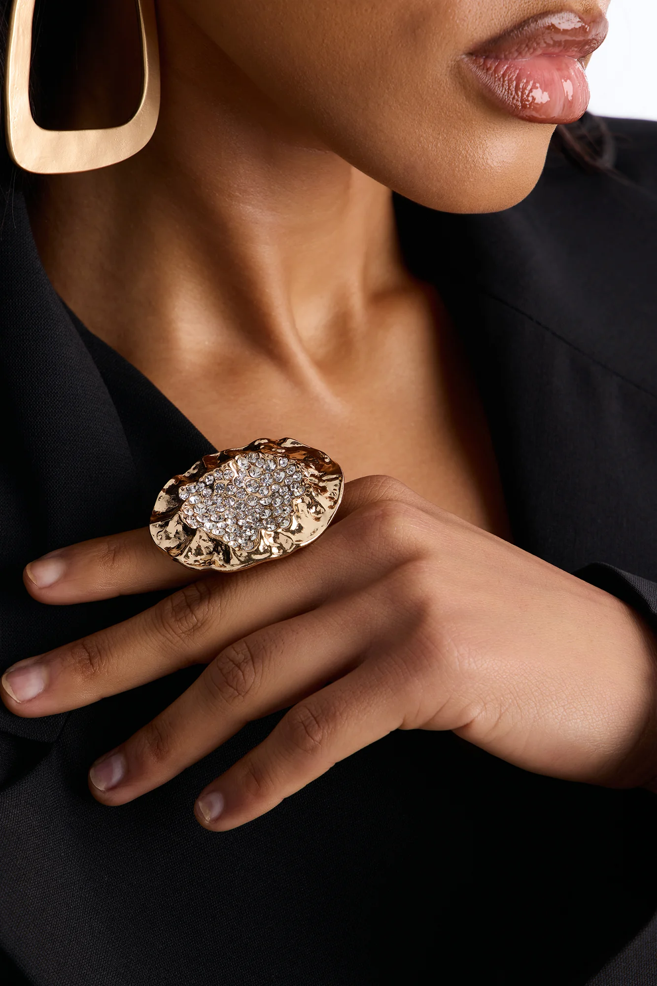 Hidden Rhinestones Ring - Gold
