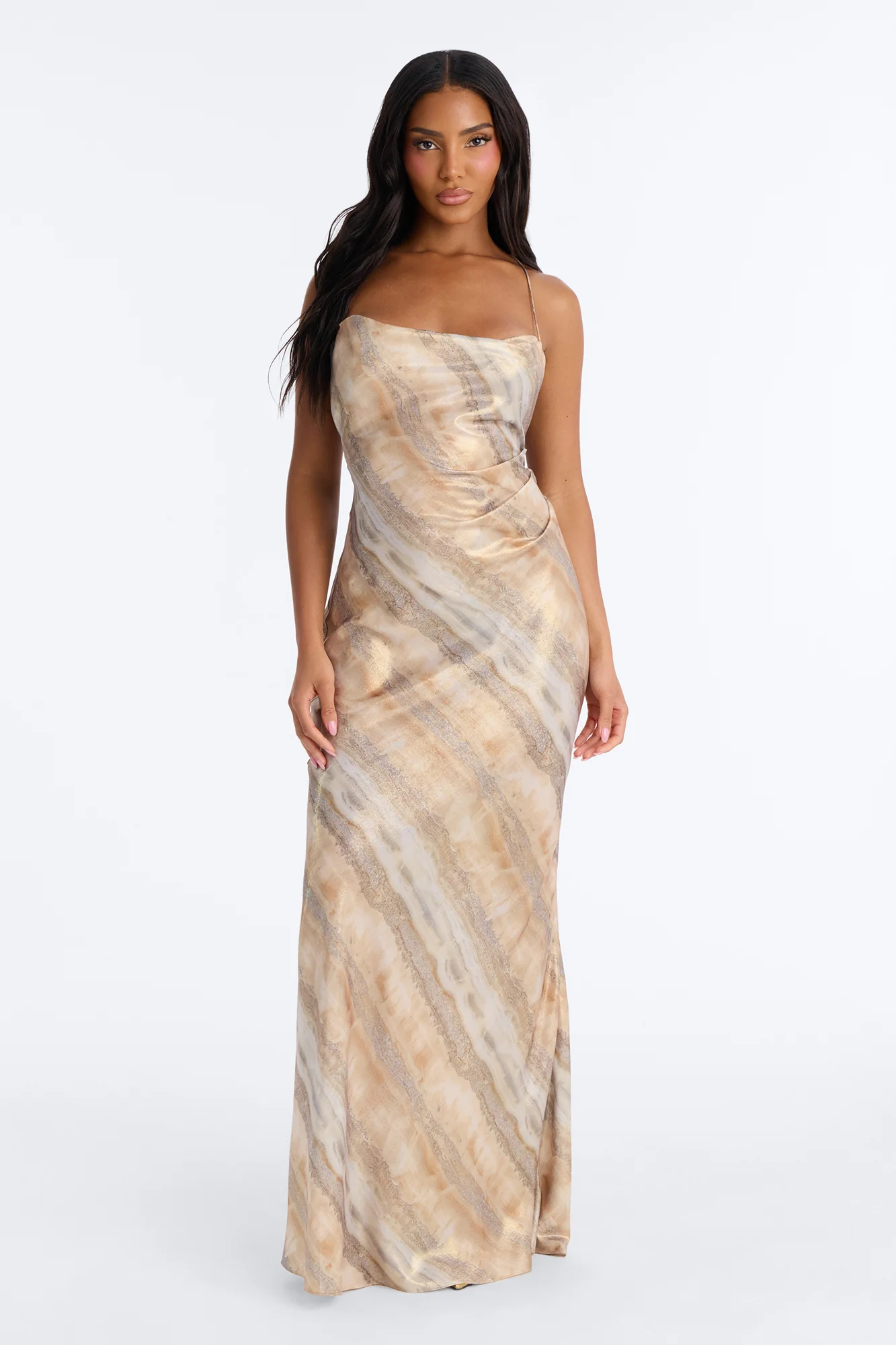 High End Energy Metallic Maxi Dress - Gold/combo