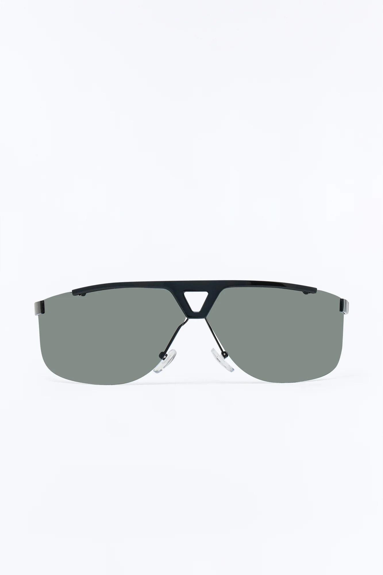 High End Wrapped Aviator Metal Sunglasses - Black - Image 3