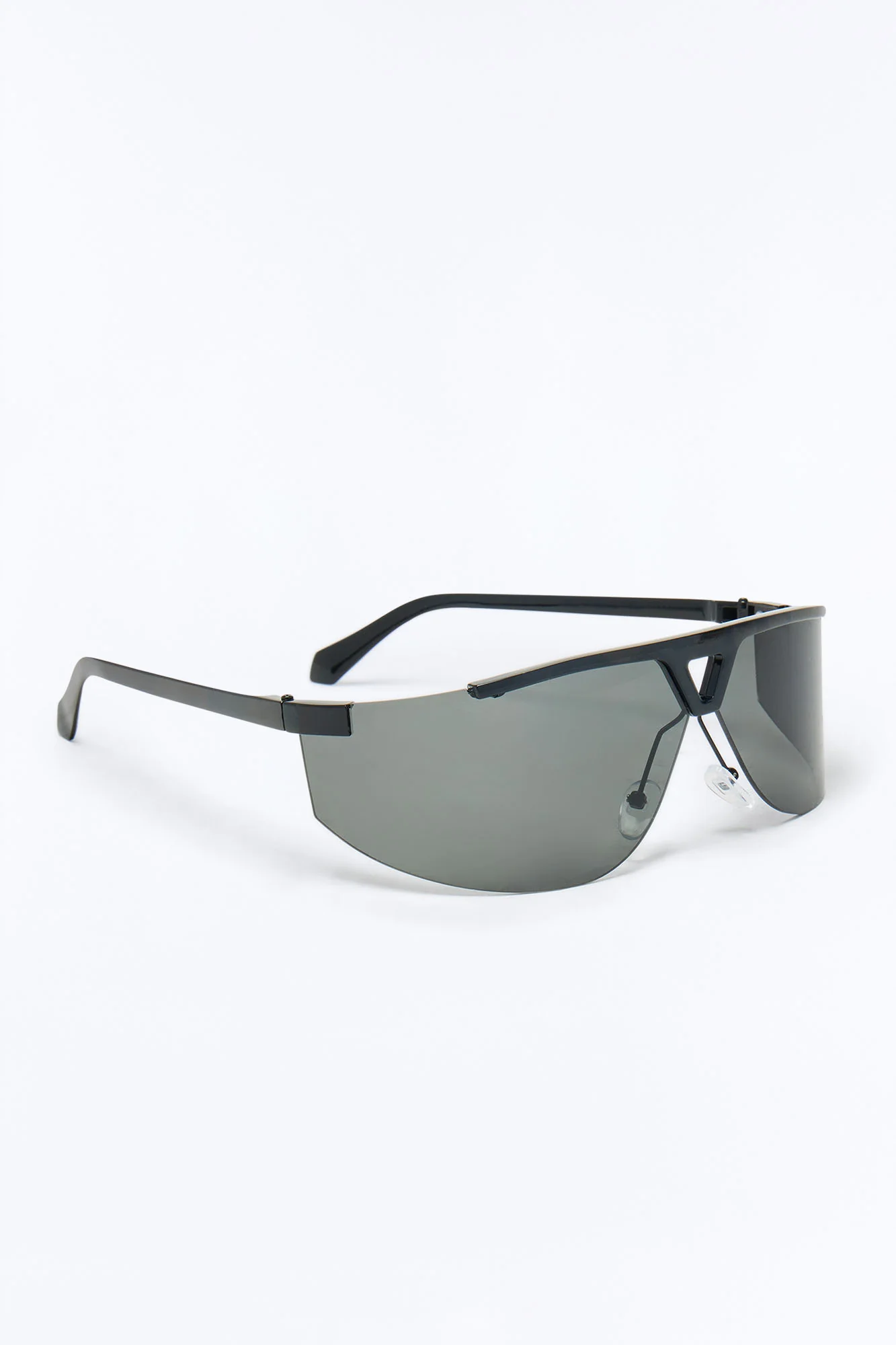 High End Wrapped Aviator Metal Sunglasses - Black - Image 4