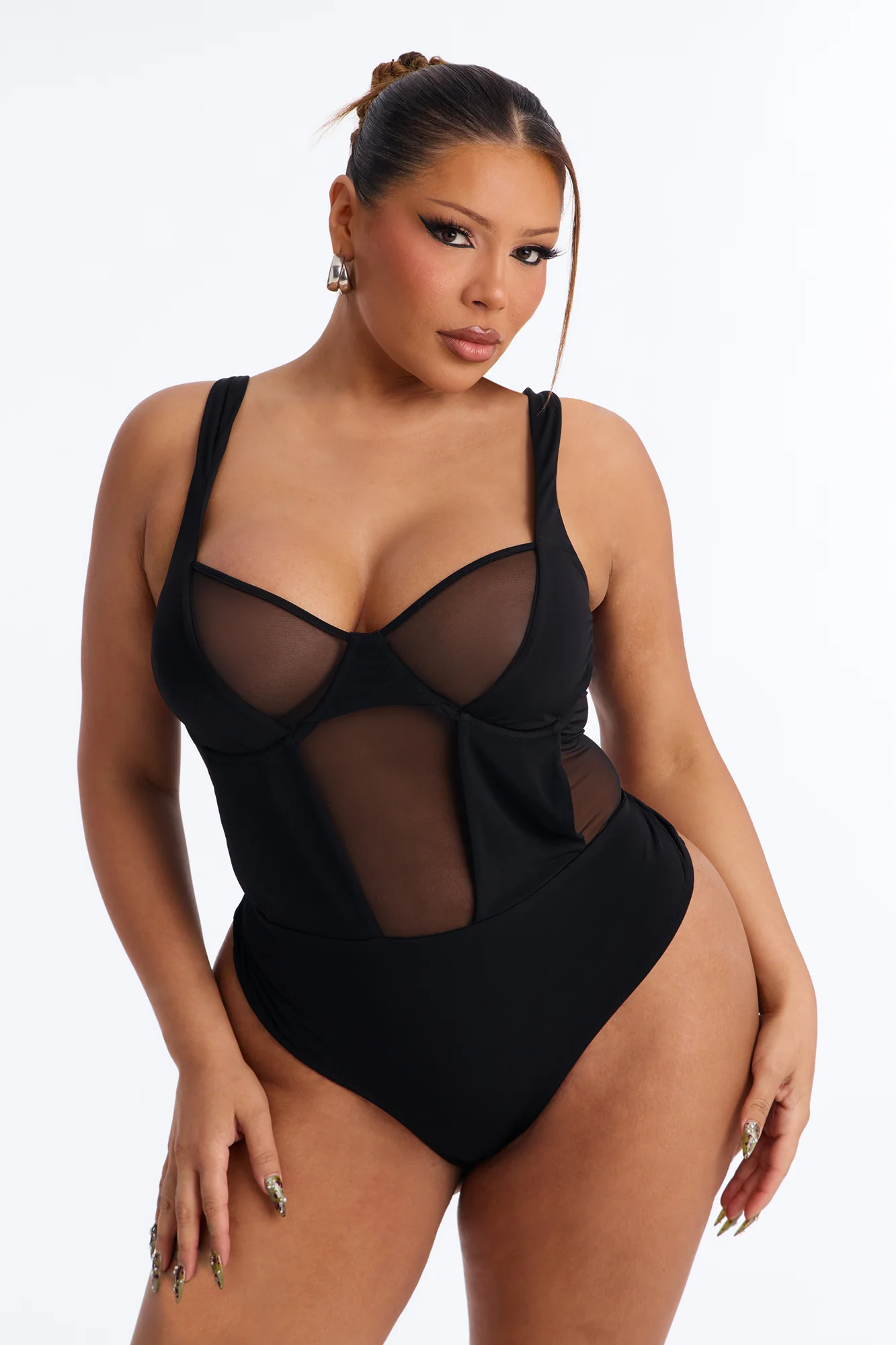 High Expectations Sheer Mesh Sleeveless Bodysuit - Black - Image 5