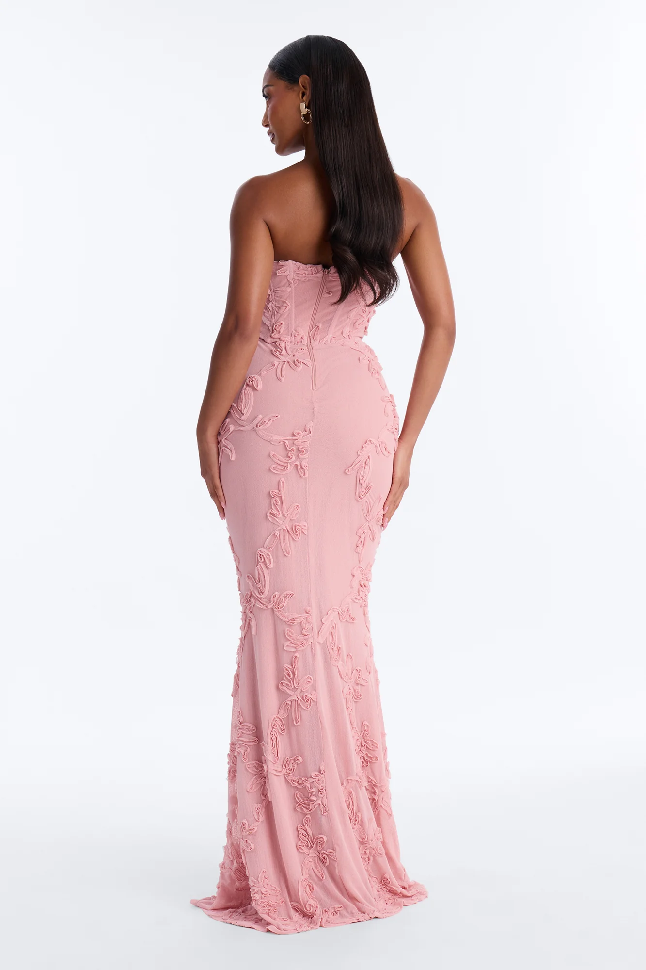High Society Mesh Maxi Gown - Pink - Image 4