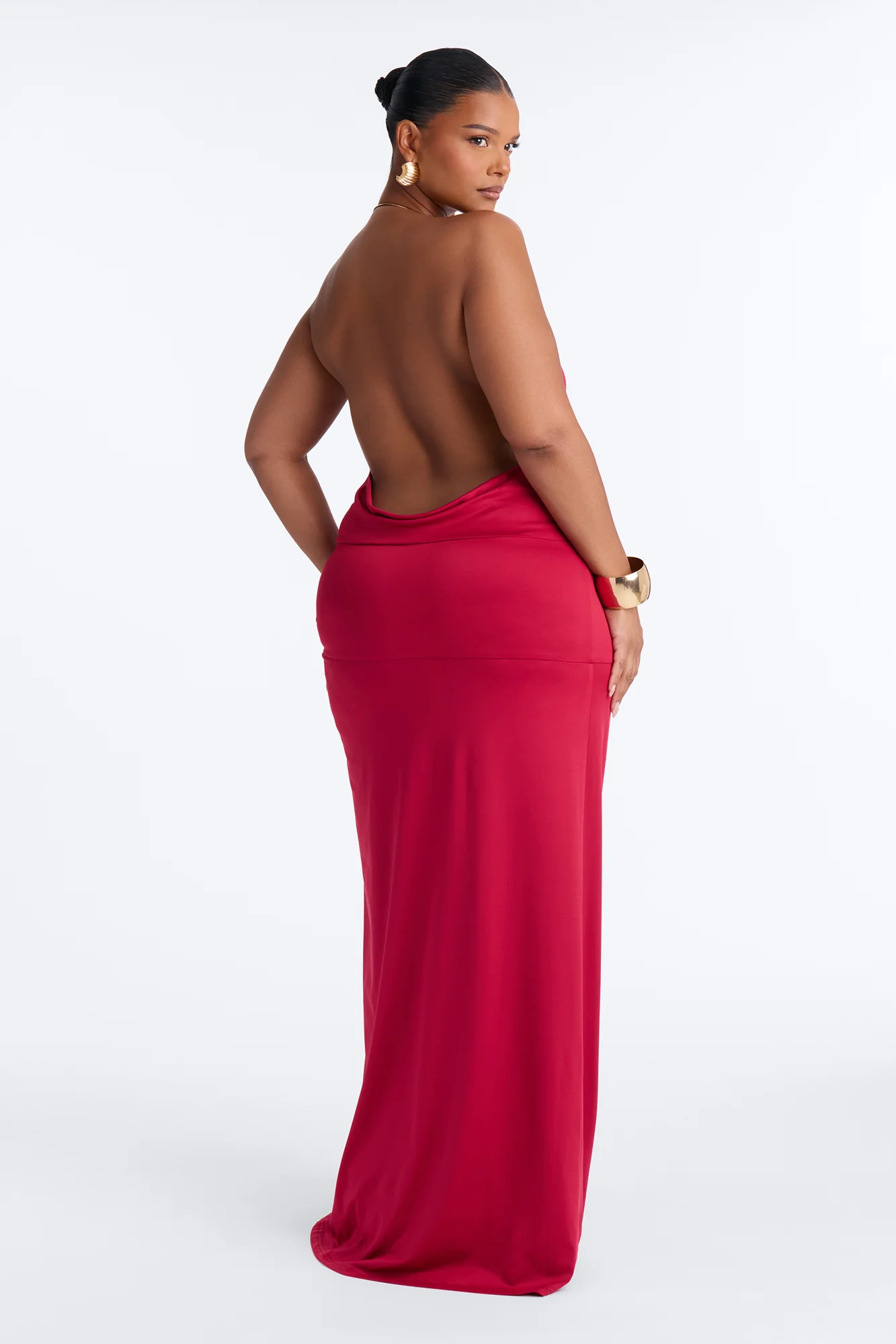 High Standards Draped Backless Maxi Dress - Red - Image 7