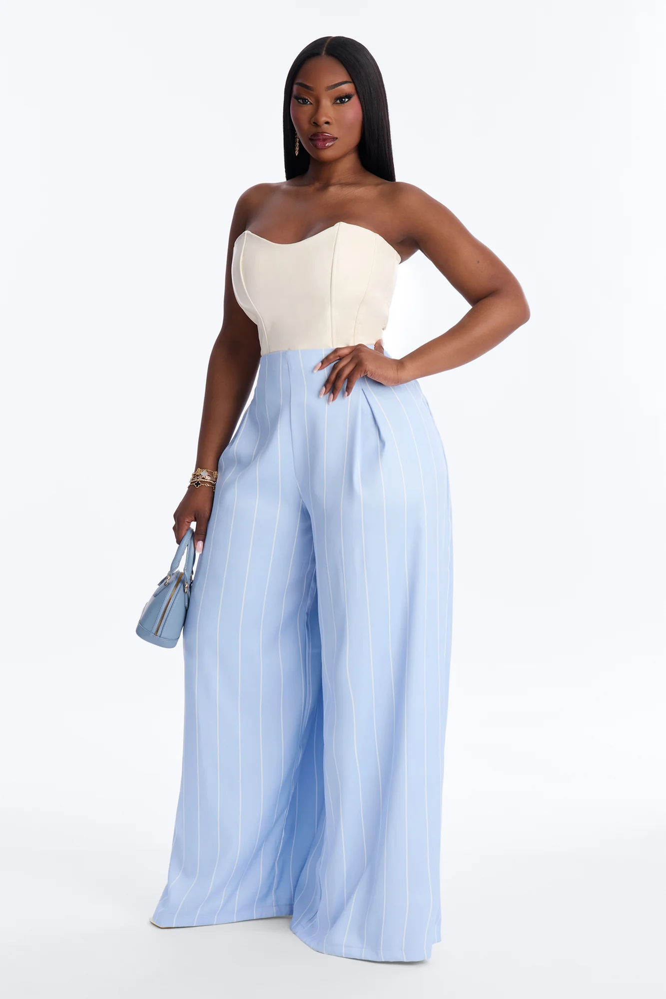 High Standards Pinstripe Trouser Pant 34″ - Blue/combo - Image 5