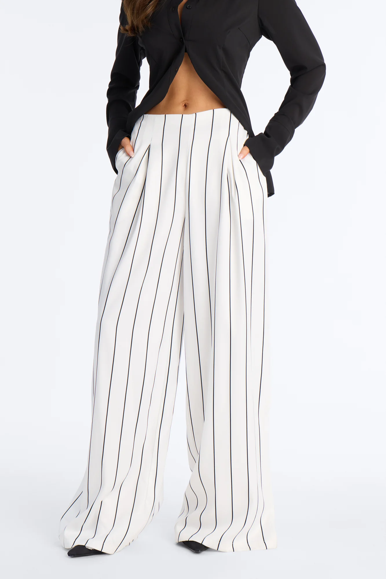 High Standards Pinstripe Trouser Pant 34″ - Ivory - Image 2